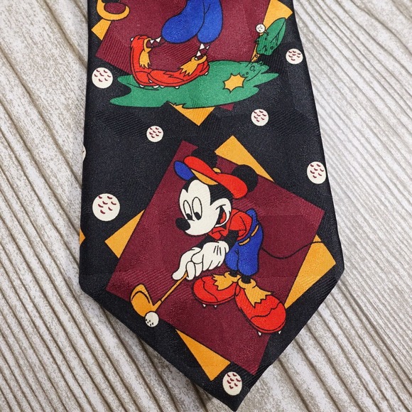 VINTAGE MICKEY UNLIMITED DONALD DUCK GOOFY MICKEY MOUSE GOLF NECK TIE - Picture 2 of 6